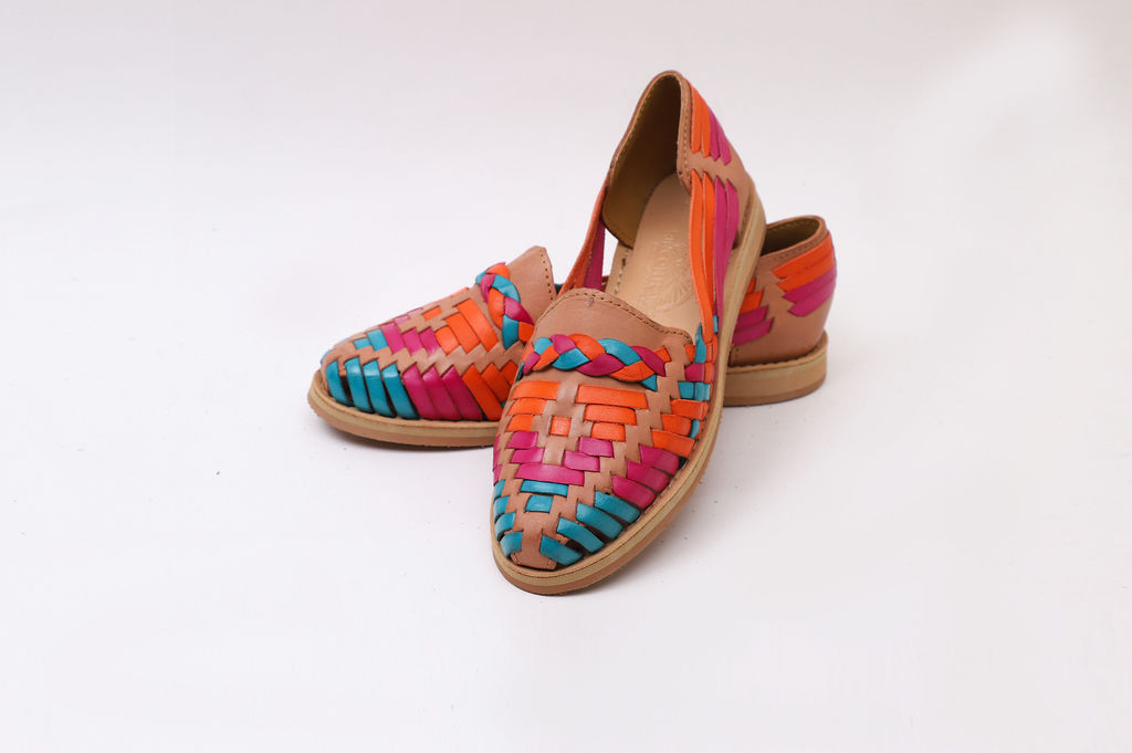 Huarache Maria para dama tejido en piel de colores